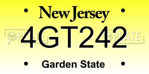 4GT242 New Jersey License Plate