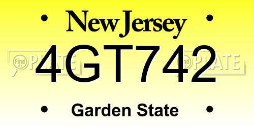 4GT742 New Jersey License Plate