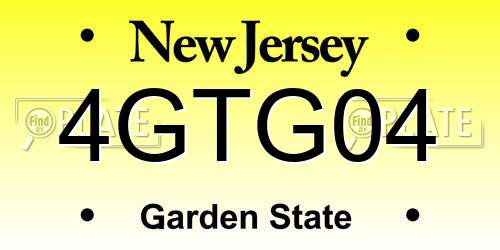 4GTG04 New Jersey License Plate