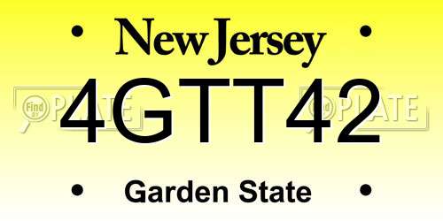 4GTT42 New Jersey License Plate