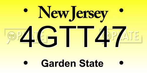 4GTT47 New Jersey License Plate
