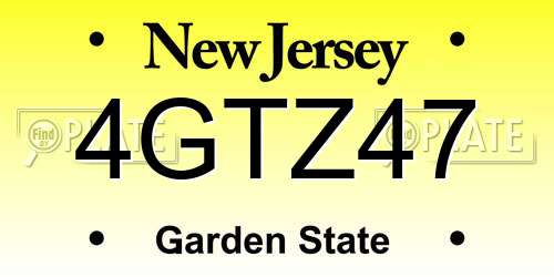 4GTZ47 New Jersey License Plate