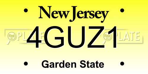4GUZ1 New Jersey License Plate