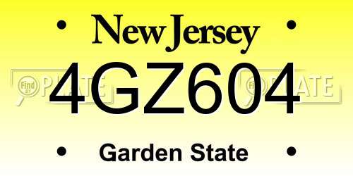4GZ604 New Jersey License Plate