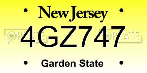 4GZ747 New Jersey License Plate