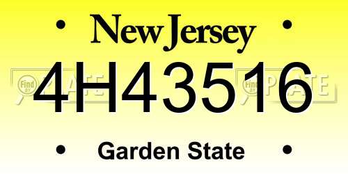 4H43516 New Jersey License Plate
