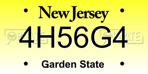 4H56G4 New Jersey License Plate