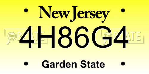 4H86G4 New Jersey License Plate