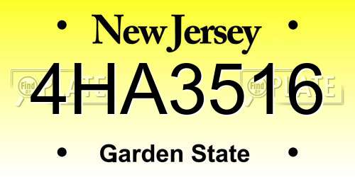 4HA3516 New Jersey License Plate