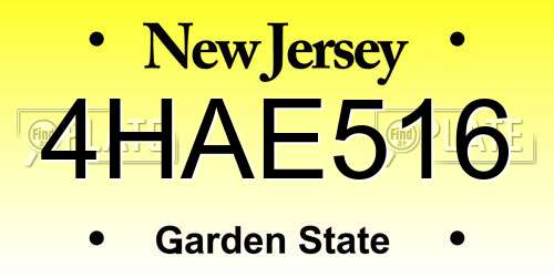 4HAE516 New Jersey License Plate