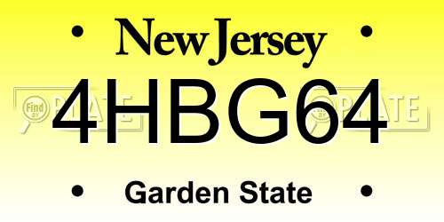 4HBG64 New Jersey License Plate