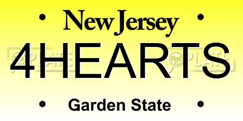 4HEARTS New Jersey License Plate