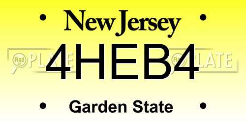 4HEB4 New Jersey License Plate