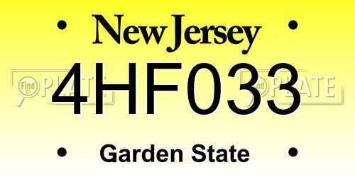 4HF033 New Jersey License Plate