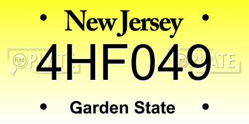 4HF049 New Jersey License Plate