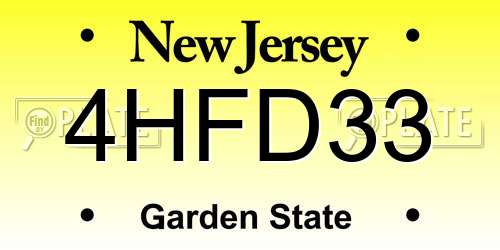 4HFD33 New Jersey License Plate