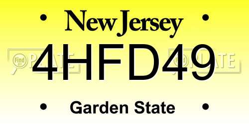 4HFD49 New Jersey License Plate