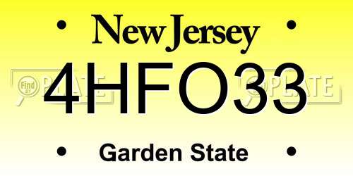 4HFO33 New Jersey License Plate