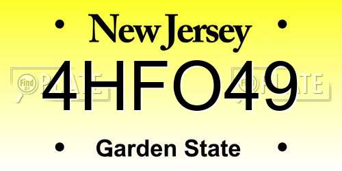 4HFO49 New Jersey License Plate