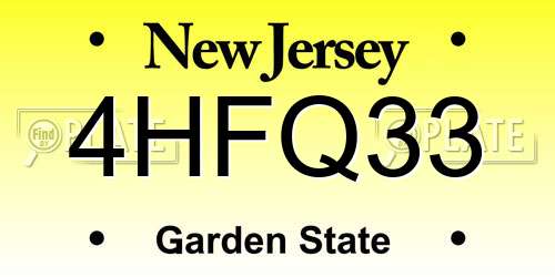 4HFQ33 New Jersey License Plate