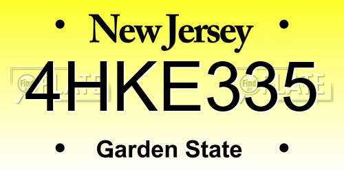 4HKE335 New Jersey License Plate