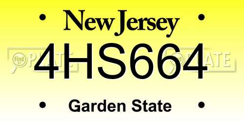 4HS664 New Jersey License Plate