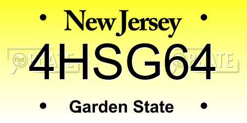4HSG64 New Jersey License Plate