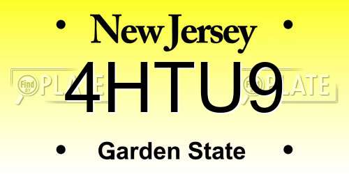 4HTU9 New Jersey License Plate