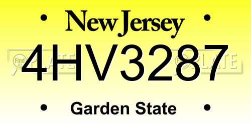 4HV3287 New Jersey License Plate