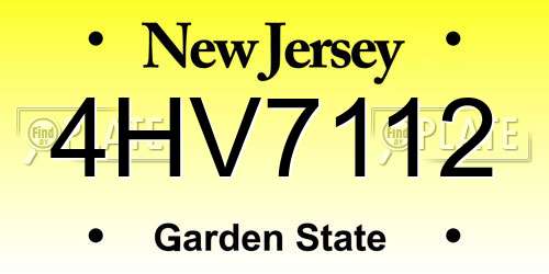 4HV7112 New Jersey License Plate
