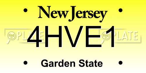 4HVE1 New Jersey License Plate