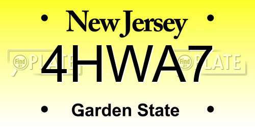4HWA7 New Jersey License Plate