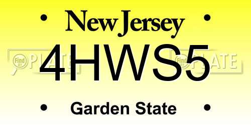 4HWS5 New Jersey License Plate