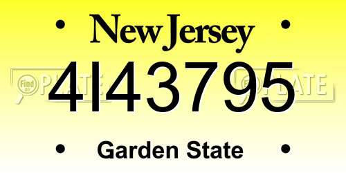 4I43795 New Jersey License Plate
