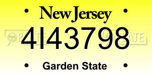 4I43798 New Jersey License Plate