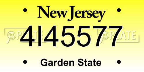4I45577 New Jersey License Plate