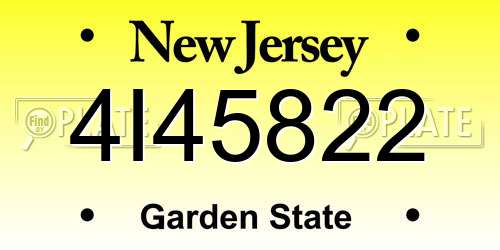4I45822 New Jersey License Plate