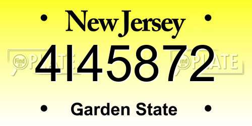 4I45872 New Jersey License Plate