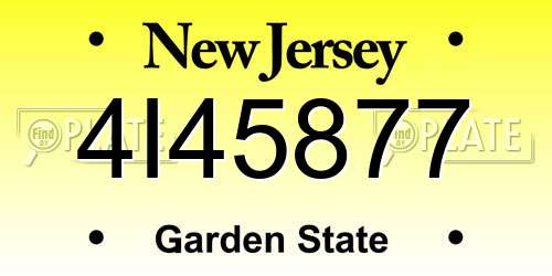 4I45877 New Jersey License Plate