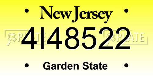 4I48522 New Jersey License Plate