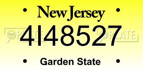 4I48527 New Jersey License Plate