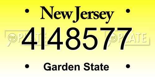 4I48577 New Jersey License Plate
