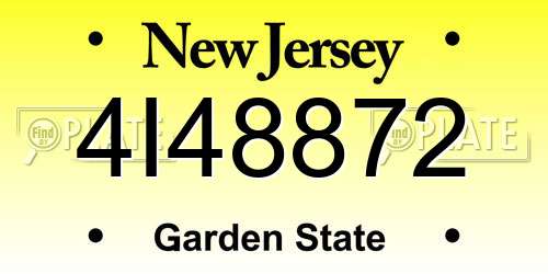 4I48872 New Jersey License Plate