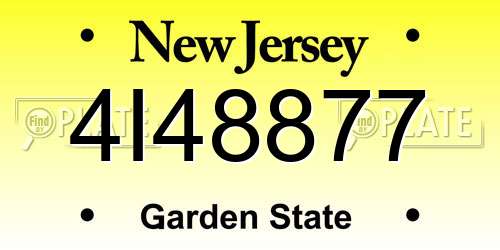 4I48877 New Jersey License Plate