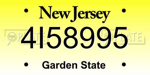 4I58995 New Jersey License Plate
