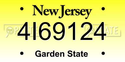 4I69124 New Jersey License Plate