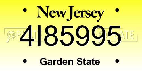 4I85995 New Jersey License Plate