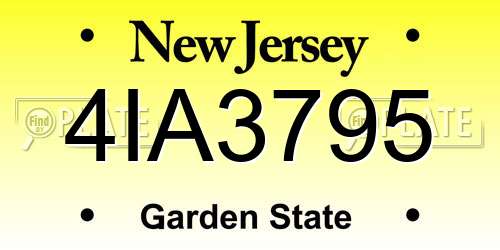 4IA3795 New Jersey License Plate