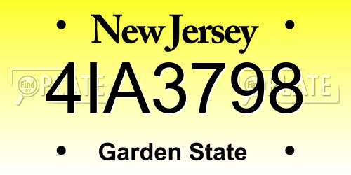 4IA3798 New Jersey License Plate