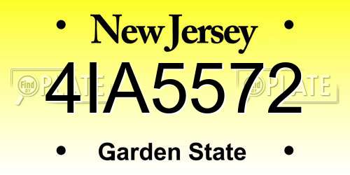4IA5572 New Jersey License Plate